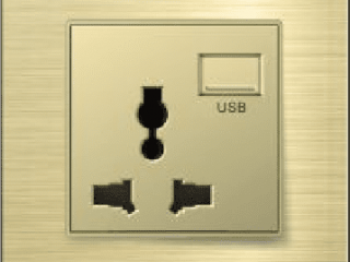 金色-三孔插座+USB